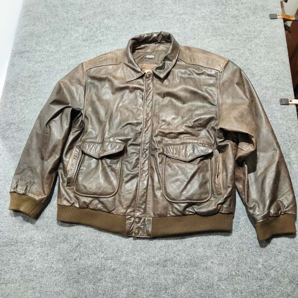 Wilsons Leather Bomber Jacket Size XXLT Brown Leather Thinsulate